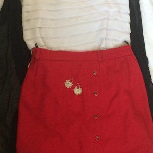Unbranded, UK Sz 14 Crayola Red Double Slit Skirt